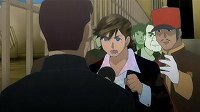 記者に取り囲まれるアルベール